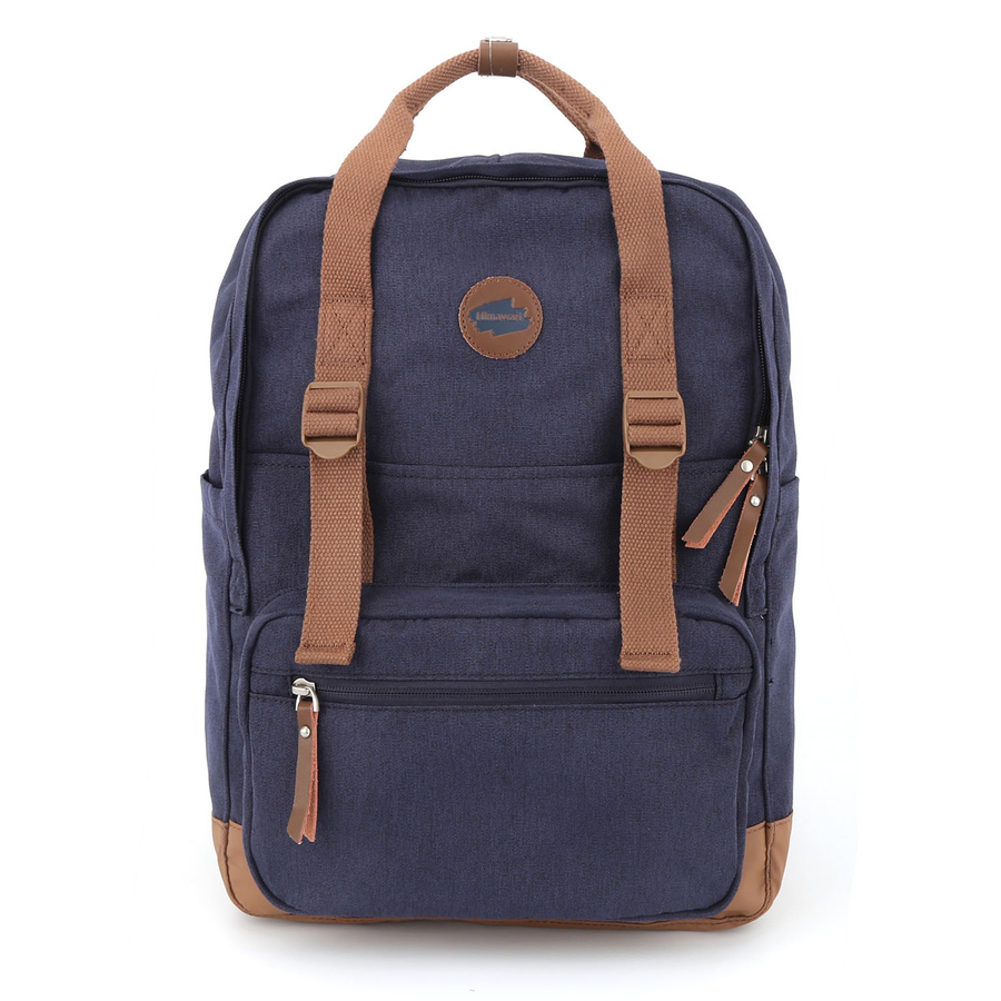 Duży plecak miejski w granatowo-brązowym kolorze z przegrodą na laptopa - Himawari