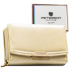 Portfel damski ze skóry ekologicznej w kolorze ecru, wyposażony w system RFID - Peterson