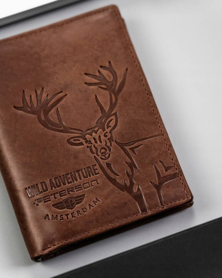 Duży, pionowy portfel męski ze skóry naturalnej - Peterson