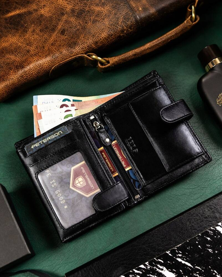 Zestaw prezentowy: skórzany portfel męski i brelok - Peterson 