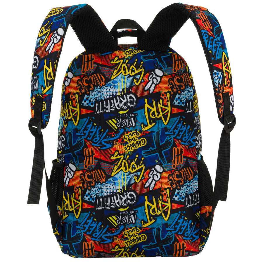 Plecak młodzieżowy do szkoły odszyty z poliestru ze wzorem imitującym graffiti - Peterson