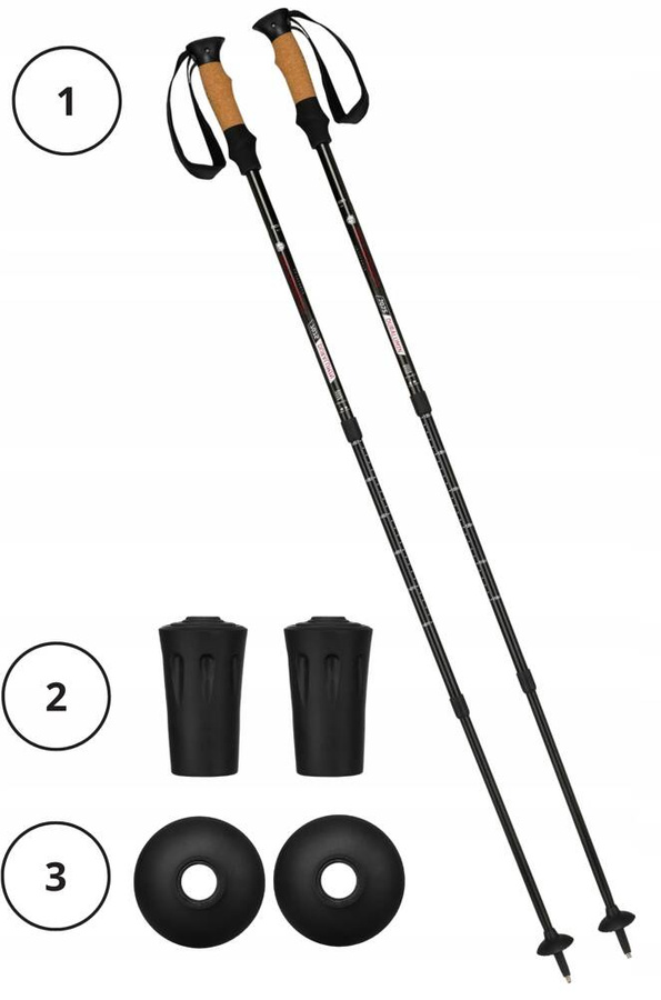 Kijki trekkingowe w kolorze czarnym z systemem anti-shock - Peterson