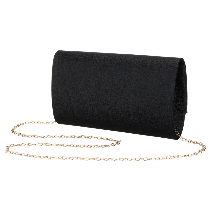 Czarna kopertówka damska wykonana ze skóry ekologicznej, zapinana klipsem magnetycznym - Rovicky