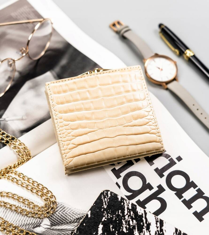 Elegancki, mały portfel damski na bigiel i zatrzask - Milano Design