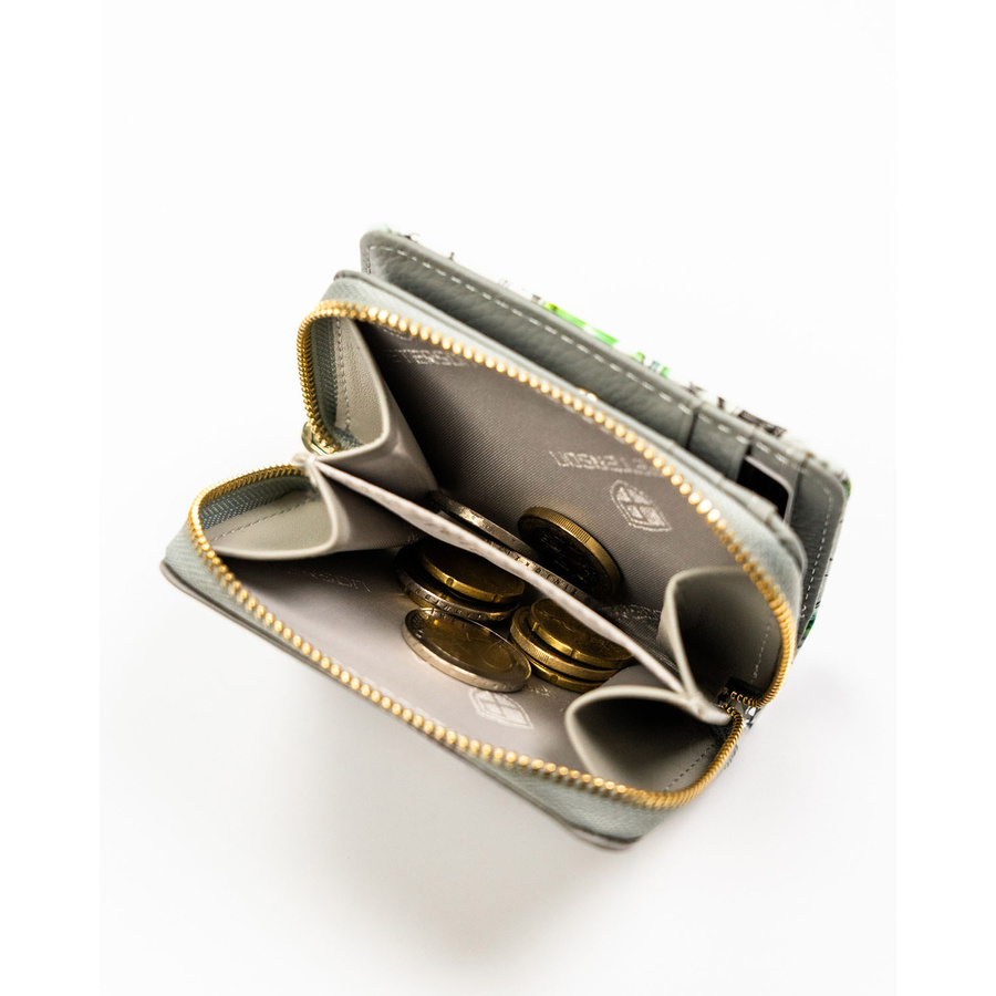 Mały, zielony portfelik damski ze skóry naturalnej z systemem RFID - Peterson