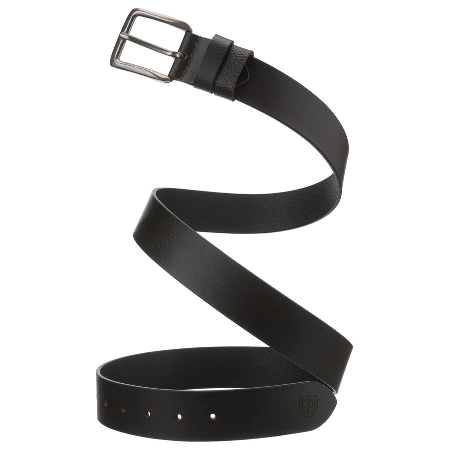 Klasyczny, brązowy pasek męski ze skóry naturalnej z tradycyjną klamrą - Peterson