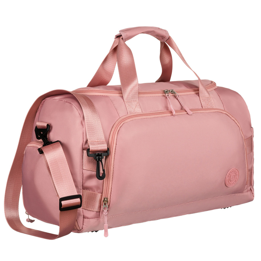 Różowa torba weekendowo-podróżna z komorą boczną na buty - Peterson