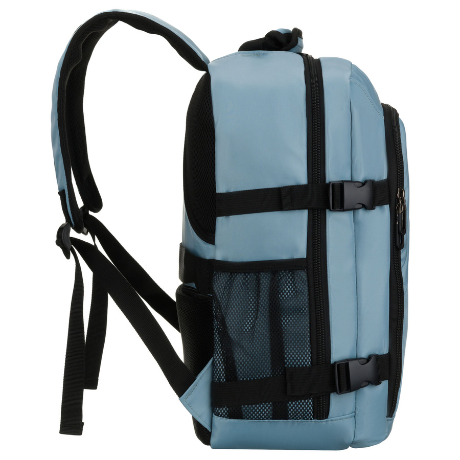 Plecak podróżny w niebieskim kolorze, dwukomorowy i zawieszony na regulowanych szelkach - Peterson