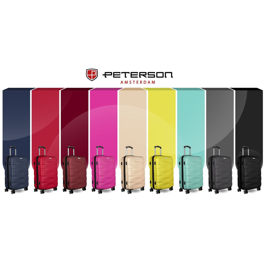 Średnia walizka z tworzywa ABS+ w żółtym kolorze wyposażona w szyfrowany zamek - Peterson