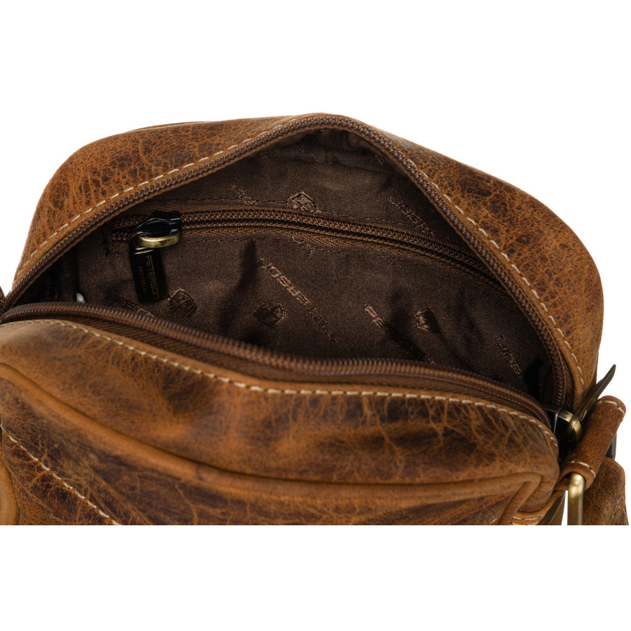 Męska torba na ramię z naturalnej skóry vintage - Peterson