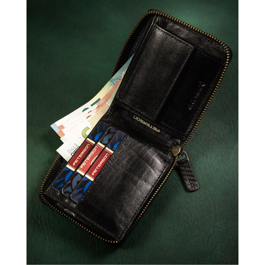 Skórzany sportowy portfel na zamek - Peterson