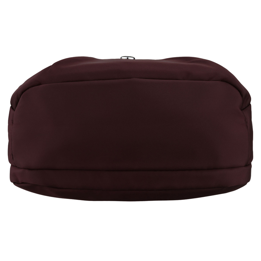 Bordowa, poręczna listonoszka damska z poliestru zawieszona na szerokim pasku - Peterson