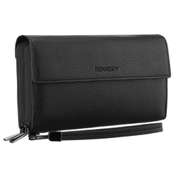 Czarna saszetka męska ze skóry ekologicznej idealna na dokumenty - Rovicky