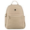 Mały plecak damski wykonany z poliestru w kolorze ecru, jednokomorowy z kieszenią zewnętrzną - Peterson