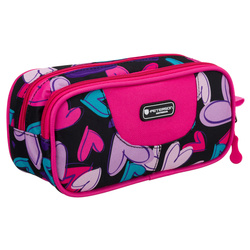 Wielokolorowy piórnik szkolny z poliestru w serduszka, zamykany suwakami - Peterson