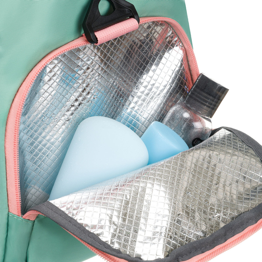 Miętowo-różowa, weekendowa torba podróżna z komorą termiczną na obuwie - Peterson