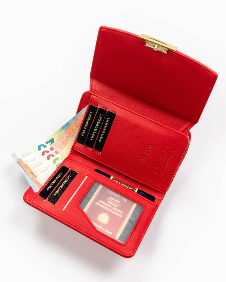 Elegancki portfel damski ze skóry ekologicznej zamykany na zatrzask - Peterson