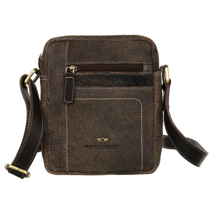 Praktyczna listonoszka męska ze skóry naturalnej w brązowym kolorze - Peterson