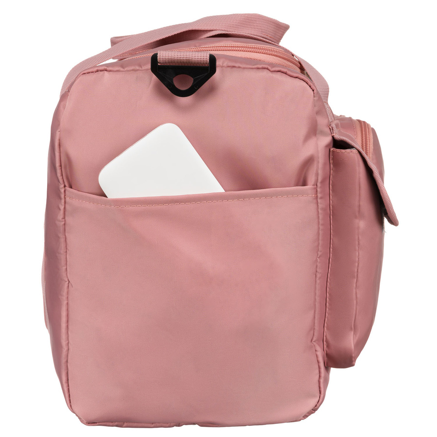 Różowa torba weekendowa wykonana z poliestru z kieszonkami zewnętrznymi - Peterson