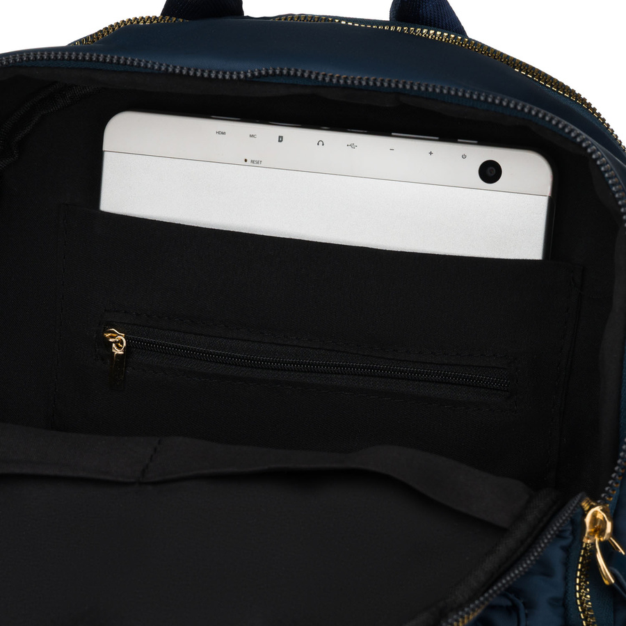 Dwukomorowy, granatowy plecak damski z poliestru - Peterson