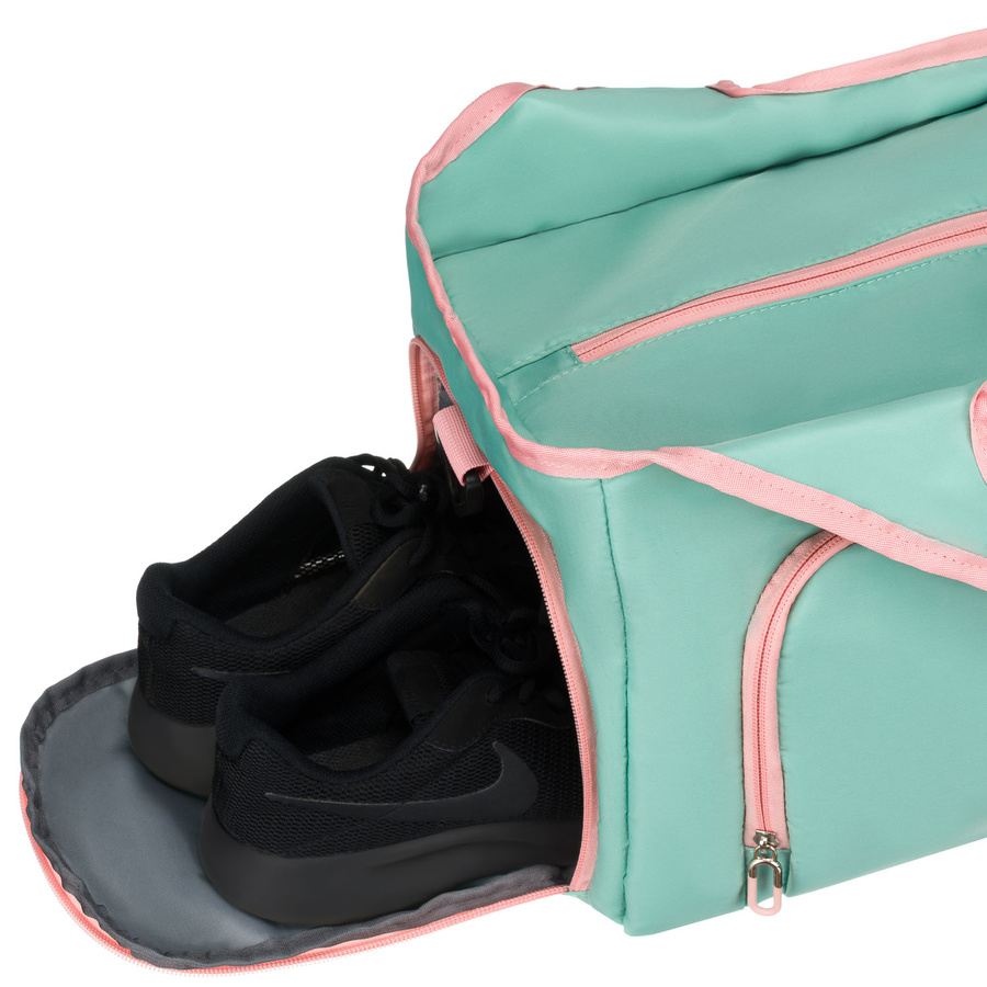 Miętowo-różowa, weekendowa torba podróżna z komorą termiczną na obuwie - Peterson