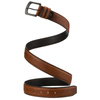 Skórzany, brązowy pasek męski z klasyczną klamrą i dwiema szlufkami - Peterson