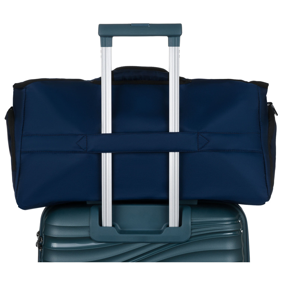 Czarnogranatowa, sportowa torba podróżna na ramię z dopinanym paskiem - Peterson