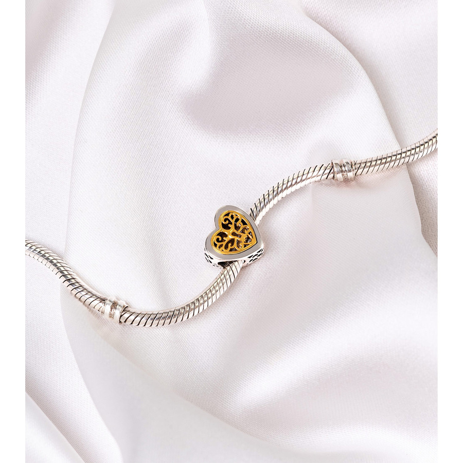 Srebrny charms ażurowe serce do modułowej bransoletki - Peterson