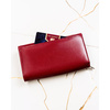 Skórzany portfel damski w czerwonym kolorze zamykany na zatrzask - Peterson