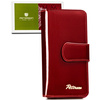 Lakierowany, pionowy skórzany portfel damski w czerwonym kolorze - Peterson