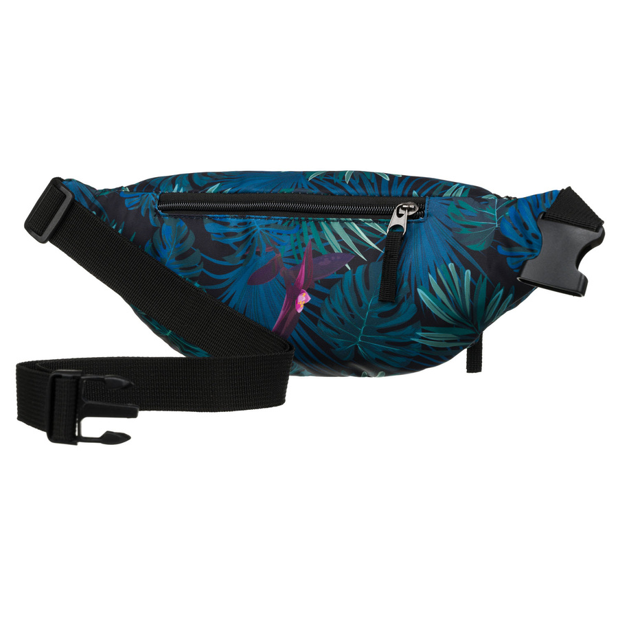 Saszetka damska z poliestru w modny, roślinny wzór, zawieszona na regulowanym pasku - Rovicky