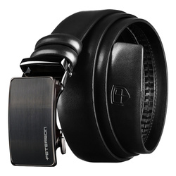 Pasek męski z automatyczną klamrą wykonany ze skóry naturalnej w czarnym kolorze - Peterson