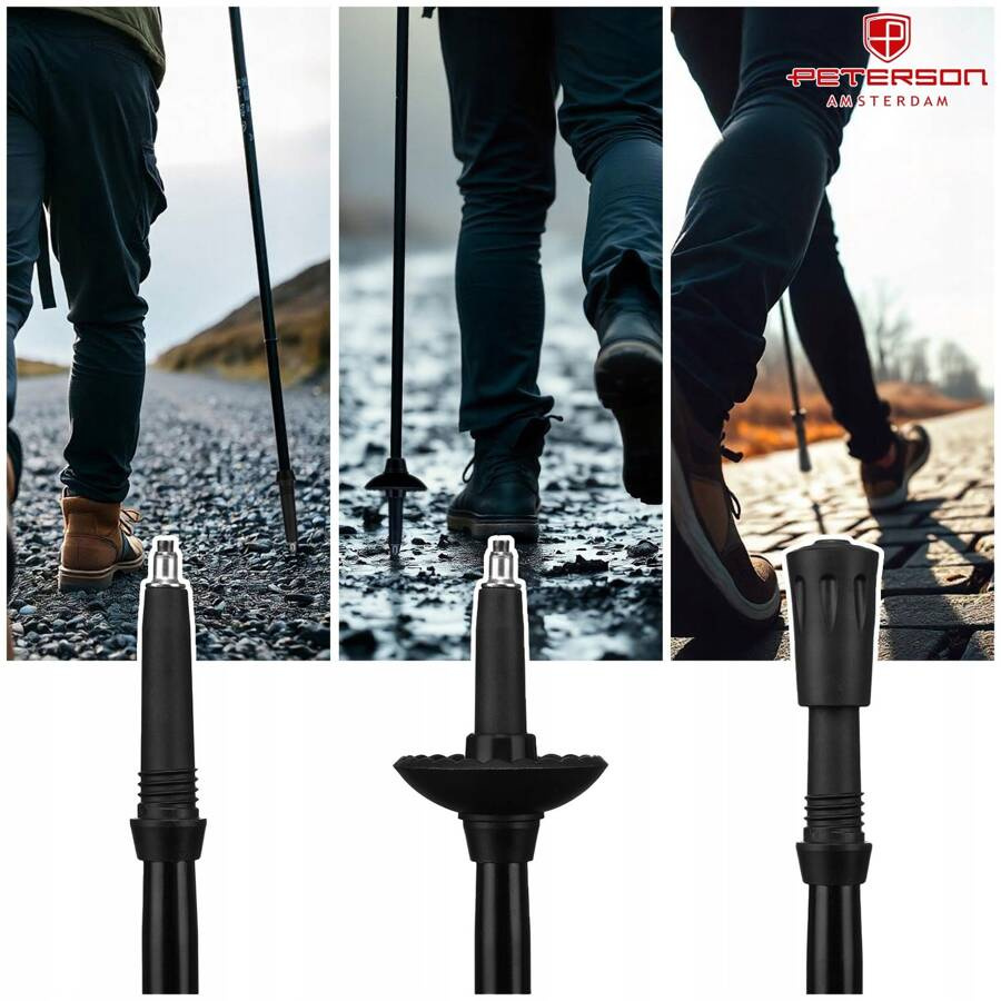 Kompaktowo składane kijki trekkingowe z korkowymi uchwytami  - Peterson
