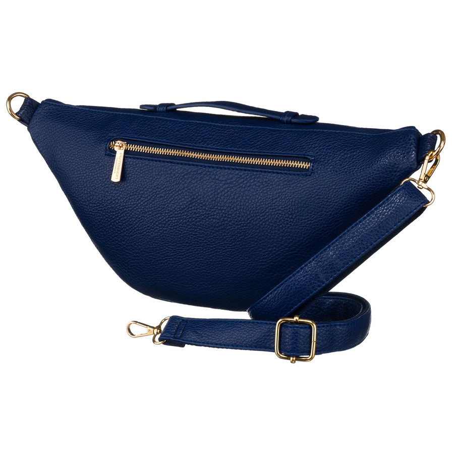 Granatowa sportowa nerka damska ze skóry ekologicznej saszetka na biodra lub na ramię crossbody Peterson