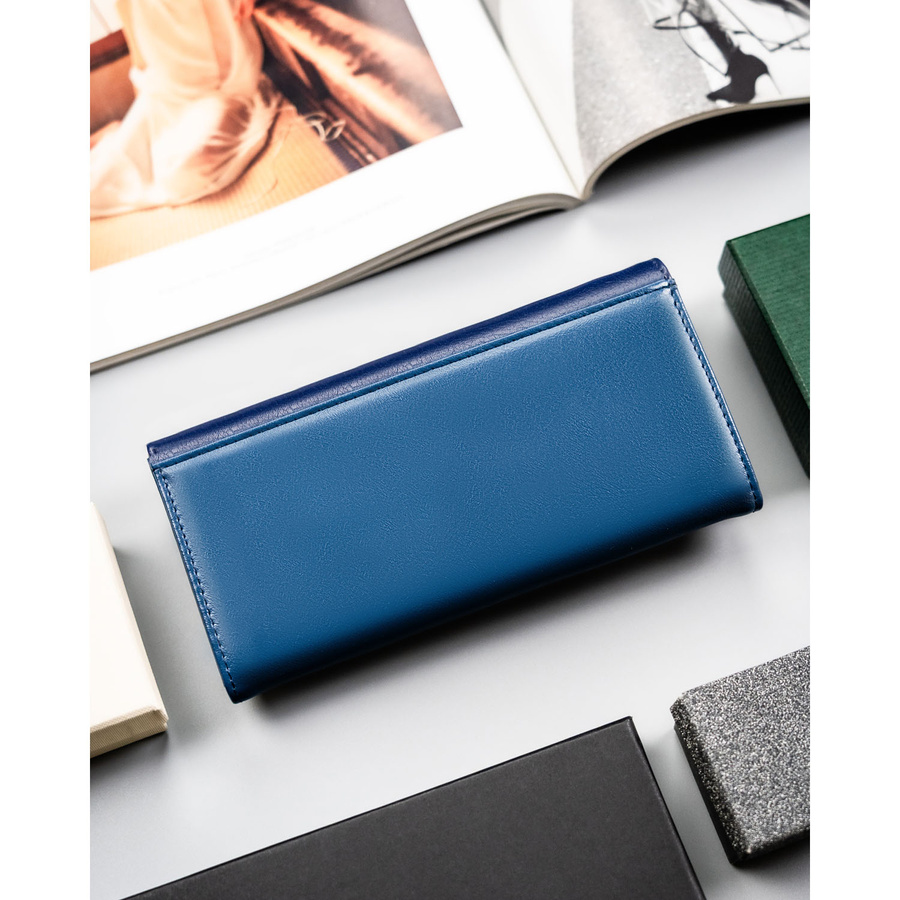 Granatowy portfel damski ze skóry naturalnej i ekologicznej - Peterson