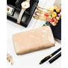 Beżowy portfel w orientacji pionowej wykonany ze skóry naturalnej i ekologicznej - Peterson