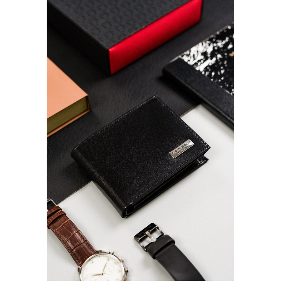 Poziomy portfel męski ze skóry naturalnej - Peterson