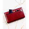 Czerwony portfel damski wykonany ze skóry naturalnej, zamykany na zatrzask - Peterson