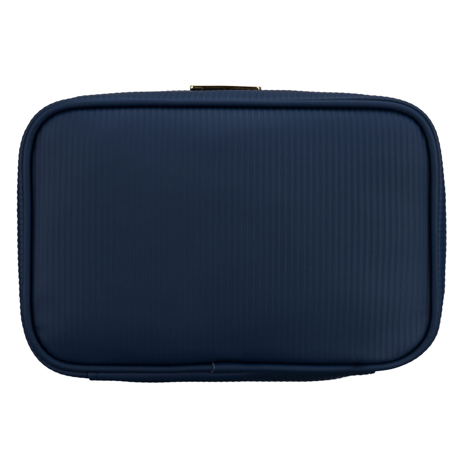 Granatowa kosmetyczka z tkaniny syntetycznej z poręcznym uchwytem - Peterson