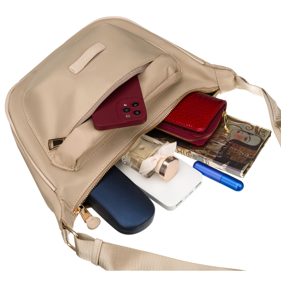 Listonoszka damska w beżowym kolorze wykonana z nylonu - Peterson