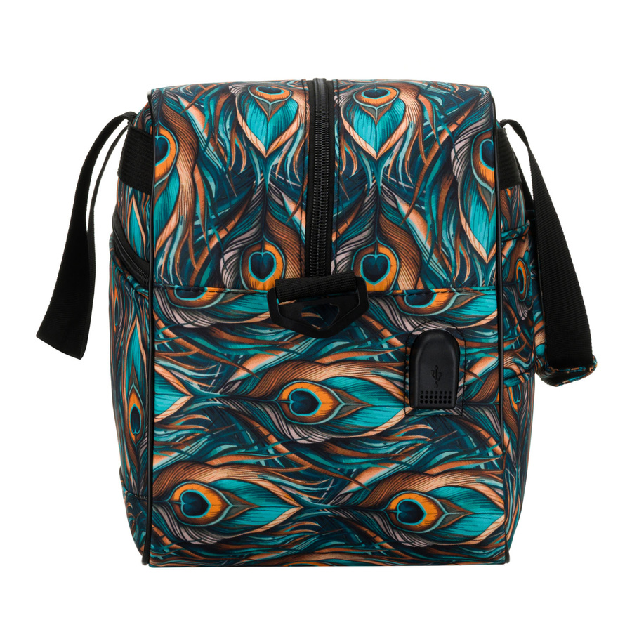 Torba podróżna z wytrzymałego poliestru z roślinnym wzorem wyposażona w dopinany pasek - Rovicky