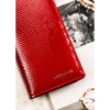 Skórzany, czerwony portfel damski na magnes i zamek z systemem RFID - Peterson