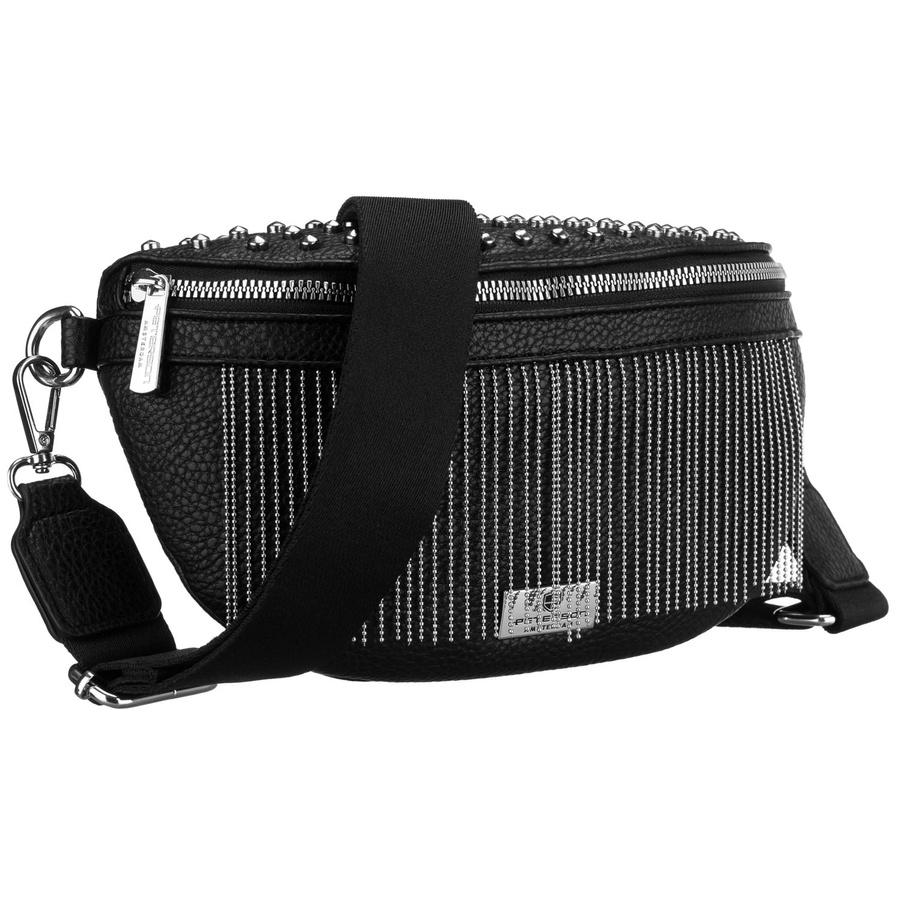 Stylowa, czarna saszetka damska wykonana ze skóry ekologicznej - Peterson