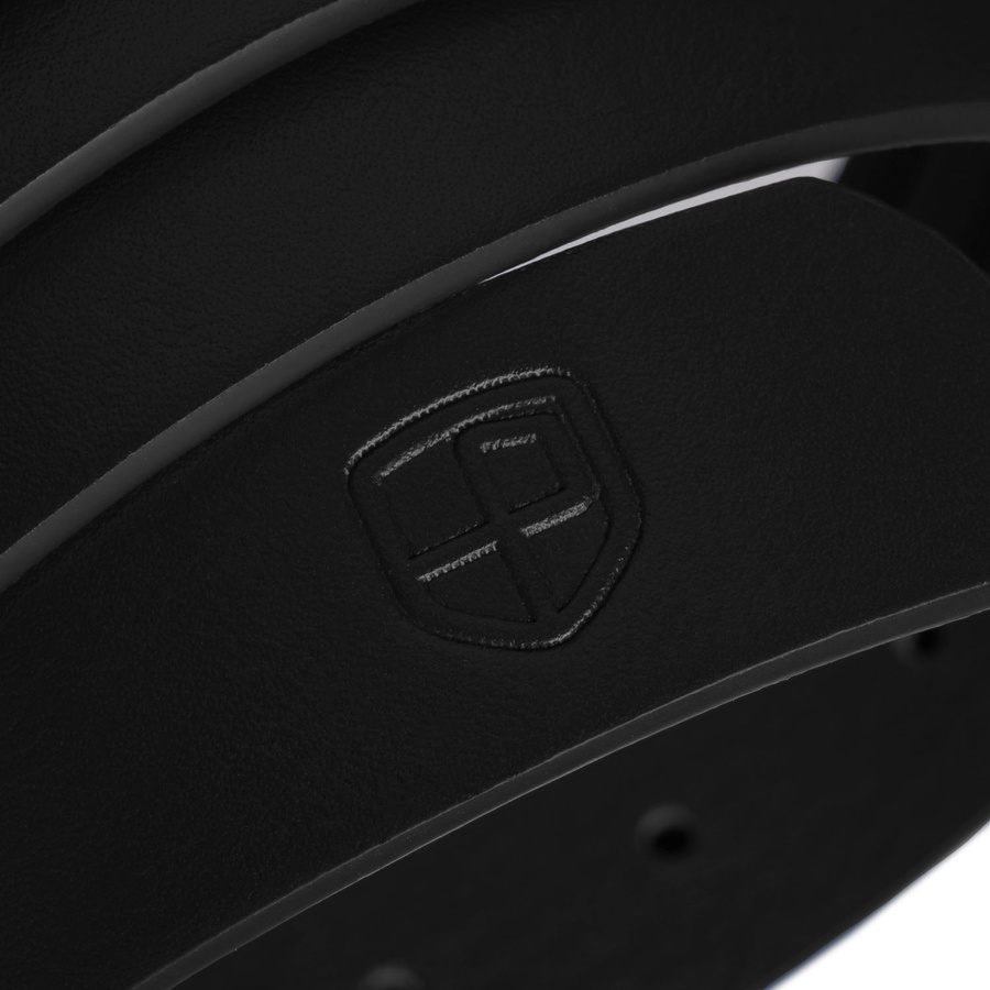 Czarny, wąski pasek damski ze skóry ekologicznej - Peterson