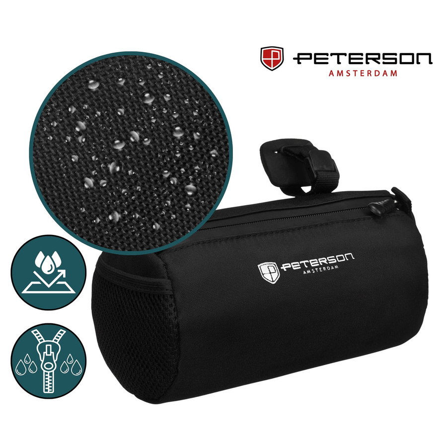 Czarna, wodoodporna sakwa rowerowa na kierownicę - Peterson