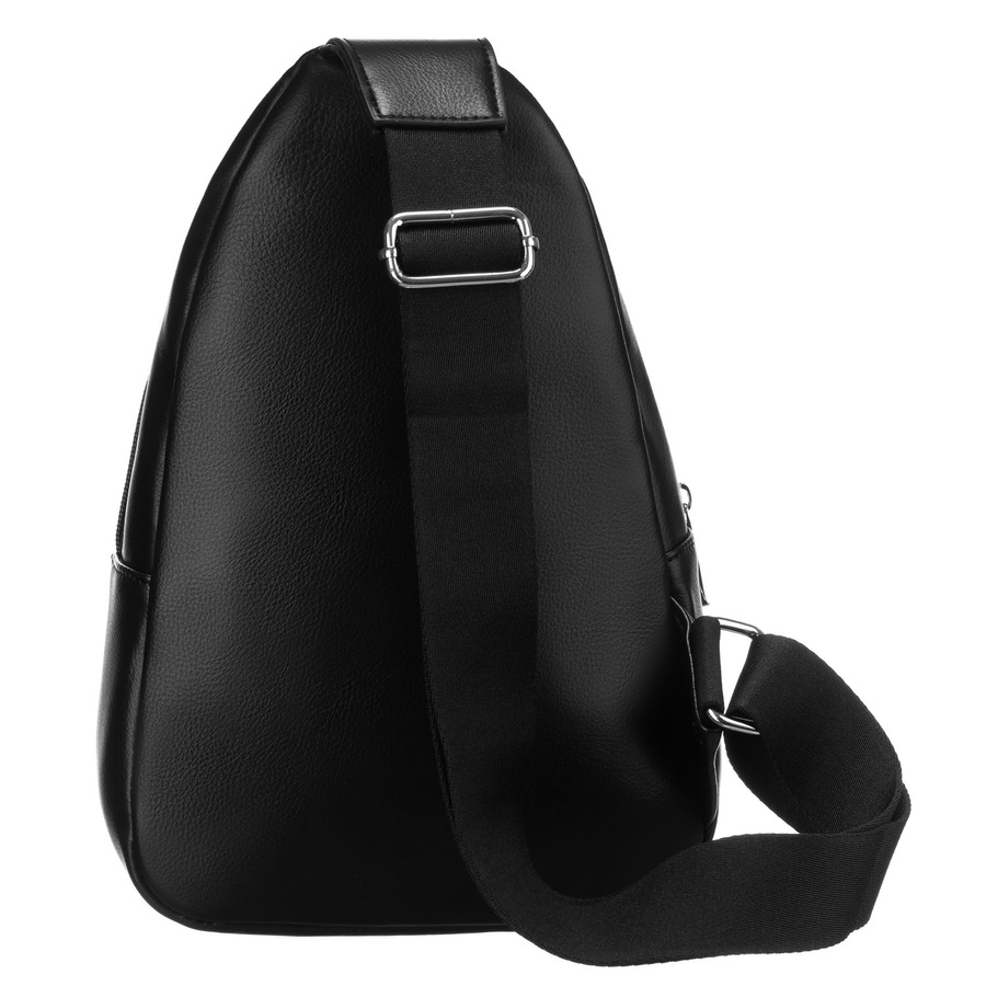 Czarna funkcjonalna saszetka damska z szerokim regulowanym paskiem nerka crossbody eko skóra Peterson