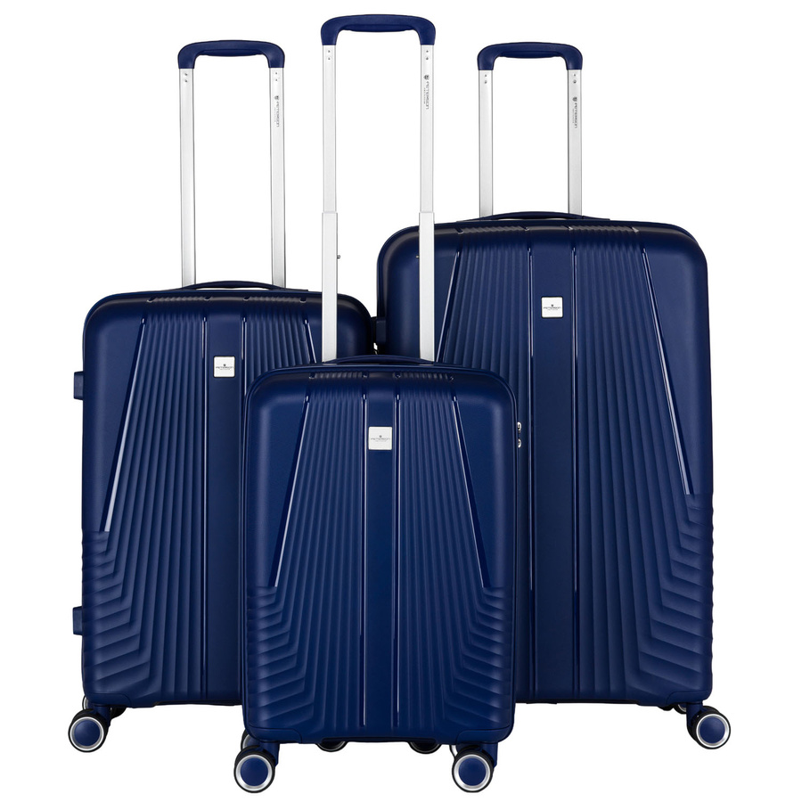 Zestaw walizek podróżnych z tworzywa ABS w granatowym kolorze - Peterson