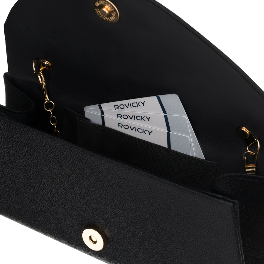 Kopertówka damska wykonana ze skóry ekologicznej w czarnym kolorze - Rovicky