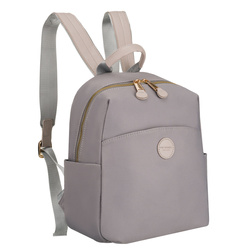 Szary plecak damski z nylonu i skóry ekologicznej z kieszonką zewnętrzną - Peterson