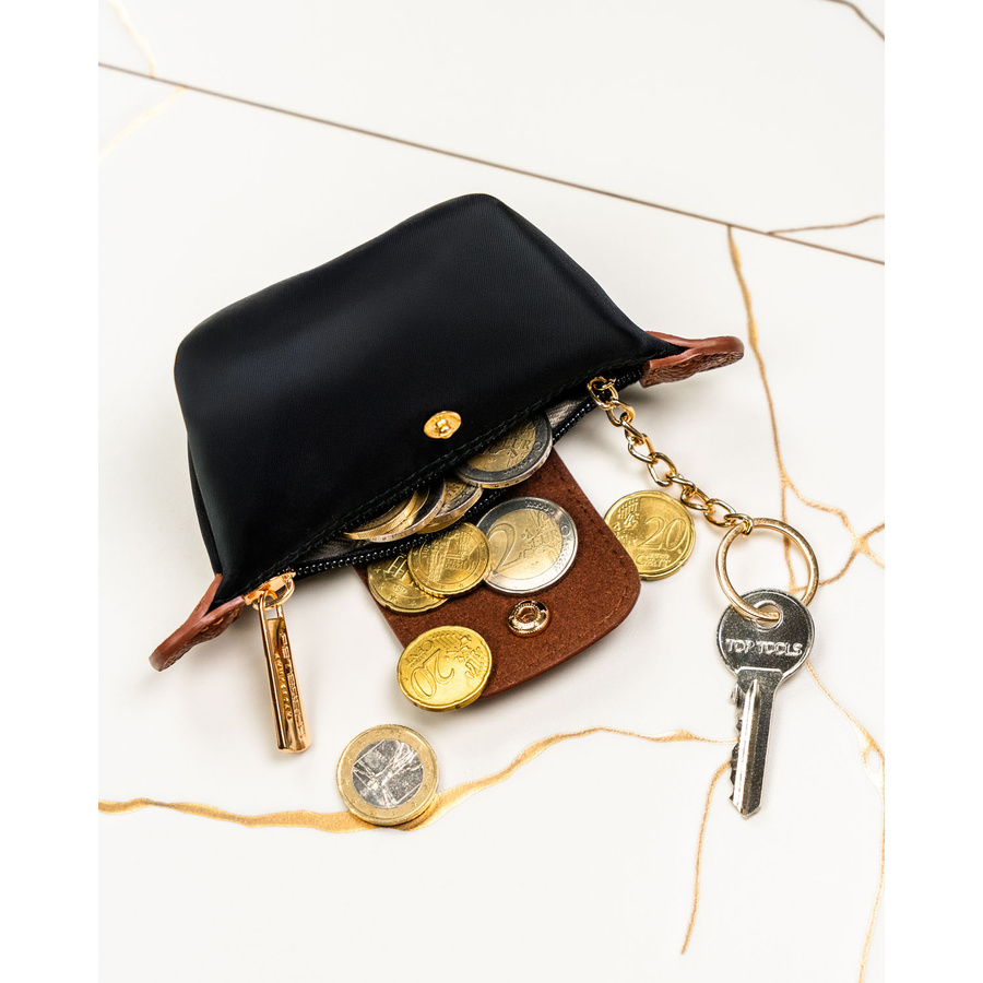 Czarne etui na klucze z poliestru i skóry ekologicznej zamykane na zatrzask i suwak - Peterson